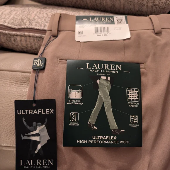 Ralph Lauren Men's Norton Pant Beige Dress Pants NWT SIZE 34W/30L